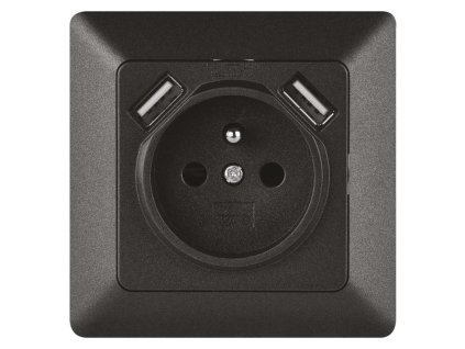 Zásuvka 1-násobná + 2xUSB antracit EMOS