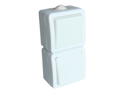 Kombinace zásuvka, vypínač nástěnná svislá IP44 bílá TRACON ELECTRIC