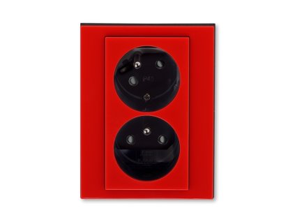 Zásuvka 2-násobná bezšroubová šikmá červená/kouřová černá LEVIT