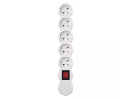 Zásuvka P1500T 5-násobná samostatná s vypínačem bílá