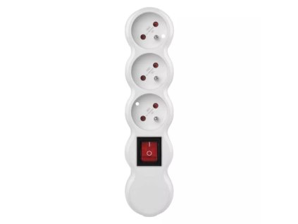 Zásuvka P1500T 3-násobná samostatná s vypínačem bílá
