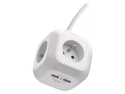 Prodlužovací kabel kostka P04119U 4 zásuvky, 2xUSB 1,9m bílý