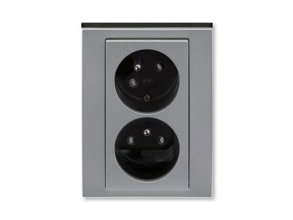 Zásuvka 2-násobná bezšroubová šikmá ocelová/kouřová černá LEVIT M