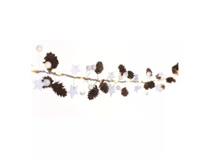 LED vánoční girlanda - šišky teplá bílá 1,7m, 2xAA IP20