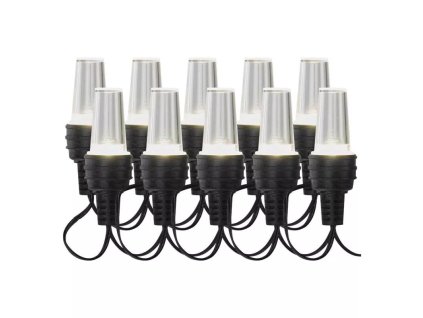LED světelný řetěz - 10x párty žárovky studená bílá 4,5m IP44