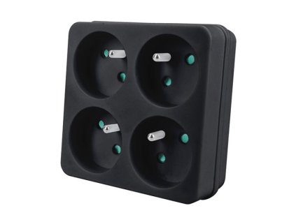 Zásuvka 4-násobná rozbočovací černá Solight