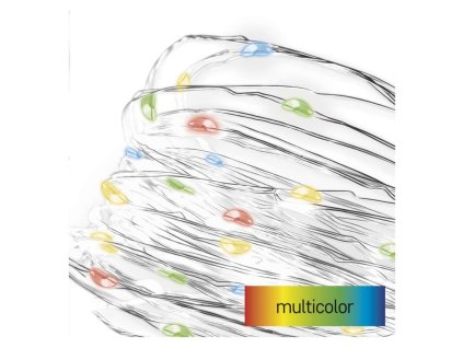 LED vánoční nano řetěz multicolor, časovač 1,9m 2xAA IP20