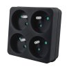 Zásuvka 4-násobná rozbočovací černá Solight