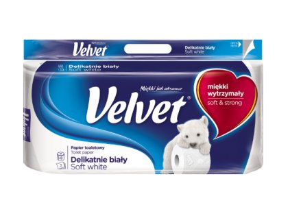 Velvet toaletny papier biely 3 vrstvovy 8 ks balenie