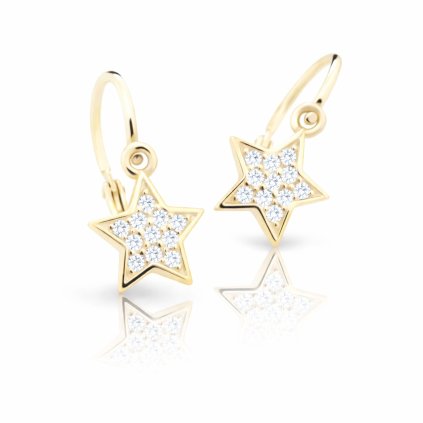 zlate nausnice hviezdy biele kamienky