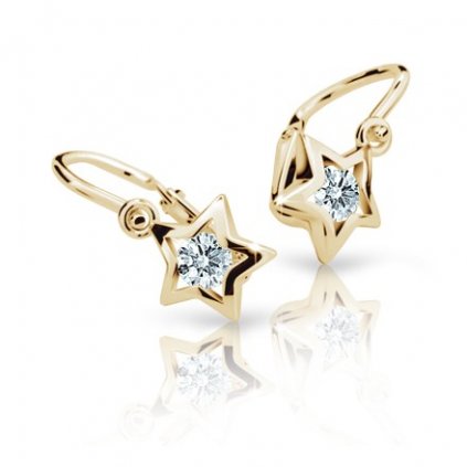 Detské náušnice hviezdičky zo žltého zlata biele