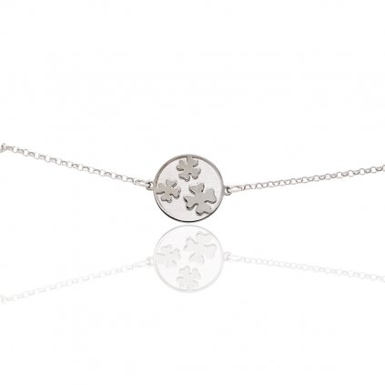 Strieborný náramok kruh štvorlístok