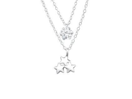 all4Silver Vrstvený strieborný náhrdeľník Hviezdy M33019-A4S
