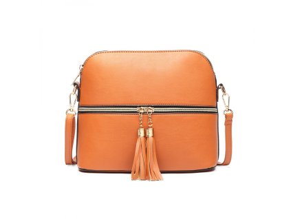 Malá hnedá crossbody kabelka so zlatým zipsom MISS LULU