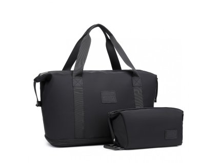 KONO Set variabilná cestovná taška s kozmetickou taštičkou EA2212 čierna 26L