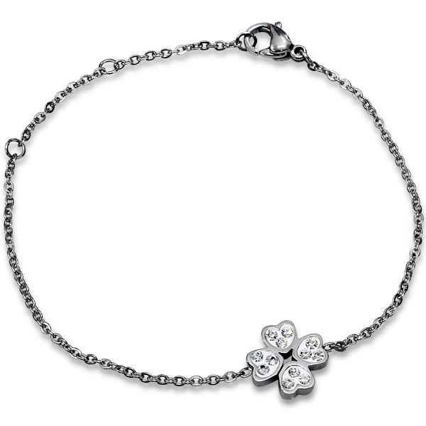 all4Silver Dámsky náramok štvorlístok M15087-A4S chirurgická oceľ
