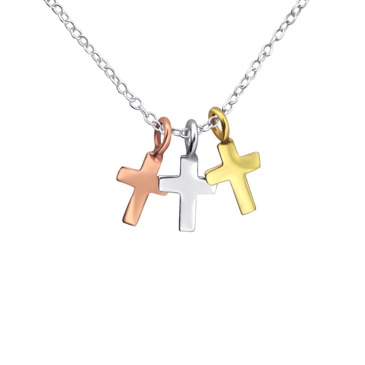 all4Silver Strieborný náhrdelník tri krížiky M17070-A4S