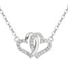 Evolution Group Strieborný náhrdelník so zirkónom biele srdce 12006.1