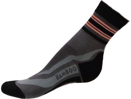706 bambusove sportovni ponozky cerno oranzove detske