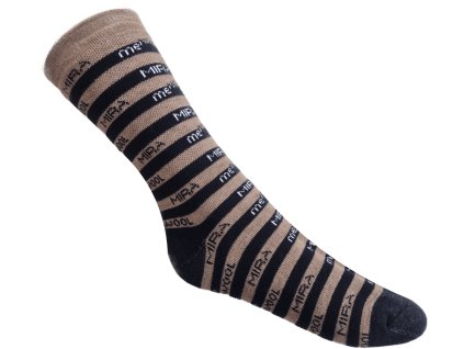 Hladké pruhované ponožky - vlna Merino - hnědé (Velikost 24-25 cm/EURO 37-45)