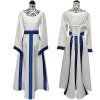 MIREA Historicke saty Damske saty Ziva material lan biely farba stuhy modra