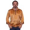 MIREA Rozne kosele Satenova kosela so snurovackami s golierom oblecena material saten zlaty