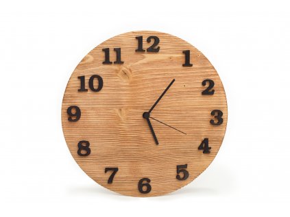 Dřevěné smrkové hodiny, odstín pinie