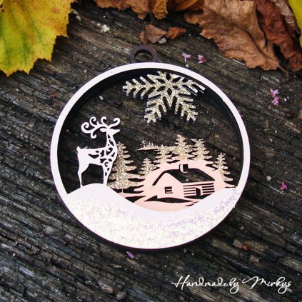 Vánoční ozdoba jelínek s domečkem Handmade by Mirkys