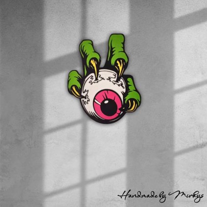 Graffiti oko obraz na stěnu, ručně vyrobený obraz oka sevřeného zelenými drápy  Handmade by Mirkys