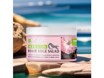 Vitalizujúca maska na vlasy VEGE SALAD s kakaom, ružou a keratínom 350 ml