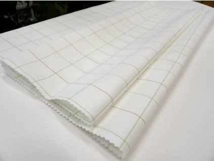 Plátno košilovina HALENA 115/44401 Bílý podklad zelená kostka šíře 140cm