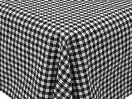 Plátno Domestik s jemným vzorem černého kára 7 mm, vhodné pro ložní povlečení, prostěradla a bytový textil s klasickým, nadčasovým vzhledem.