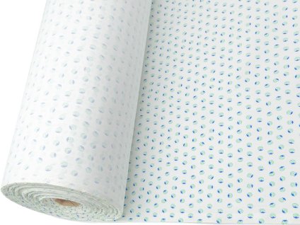 Bavlněné plátno s vzorem Fontána zelená/modrá, ideální pro andílky a zdravotnický textil