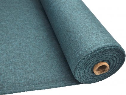 Tkanina Oxford Linen 200 v zeleném odstínu petrol, pevná batohovina s lněným vzhledem, vhodná pro tašky, batohy a potahy.
