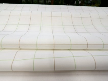 Plátno košilovina HALENA 115/44401 Bílý podklad zelená kostka šíře 140cm Velkoobchod