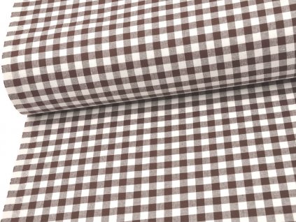 Barva a vzor: Hnědo-bílá kostka v klasickém kanafasovém stylu, působí útulně a tradičně.