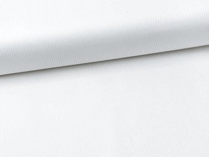 Luxusní hotelový satén s pruhem 2 mm, 100% bavlna, bílá barva, jemný lesk a hladký povrch