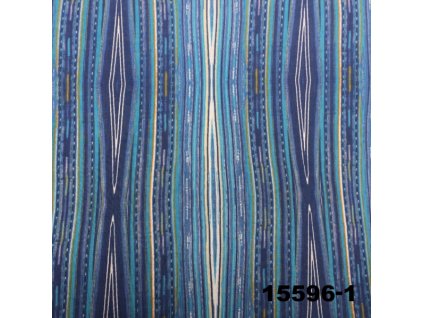 Plátno DOMESTIK 145/15596-1 geometrie modré pruhy 220cm / METRÁŽ NA MÍRU