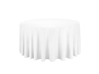 Tkanina saténová (polycotton), 50 % bavlna / 50 % polyester, bílá, 230 g/m², šíře 290 cm – hladká a odolná pro bezešvé ubrusy, banketní ubrousky a gastro oděvy.