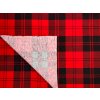 Flanel v červeno-černých kostkách, měkký a hřejivý materiál pro košile, pyžama i zimní doplňky.