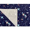 Látka bavlněný úplet Vesmír na tmavě modré, šířka 180 cm digitální potisk