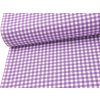 Tkanina plátno 100 % bavlna, fialová kostka 7 mm na bílém podkladu – pro povlečení, oděvy a patchwork