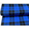 Flanel s klasickým modro-černým kostkovaným vzorem, hřejivý a příjemný na dotek, vhodný na košile, pyžama i pohodlný domácí textil.