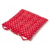 Bavlněné plátno Domestik s červeným vzorem puntíků 10 mm na světlém podkladu, ideální pro ložní povlečení, prostěradla a hravý domácí textil.