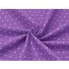 Tkanina plátno 100 % bavlna, fialová s bílými puntíky 2 mm – pro povlečení, oděvy a patchwork
