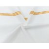 Plátno Domestik se žlutými zdravotnickými pruhy, pevná bavlna pro ložní povlečení, prostěradla a profesní textil s vysokou odolností a snadnou údržbou.