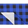 Flanel s velkými modro-černými kostkami, měkký a hřejivý materiál ideální na košile, pyžama a pohodlný domácí textil.