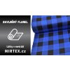 Flanel s velkými modro-černými kostkami, měkký a hřejivý materiál ideální na košile, pyžama a pohodlný domácí textil.