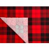 Flanel v červeno-černých kostkách, měkký a hřejivý materiál pro košile, pyžama i zimní doplňky.
