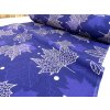 Tkanina plátno Domestik 100 % bavlna, tmavě modrá s bílými javorovými listy, šíře 220 cm – na povlečení, závěsy a patchwork